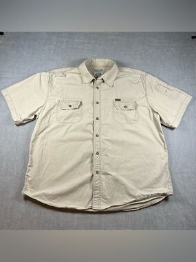 Carhartt Men's Light Tan Button-Down Work Shirt
